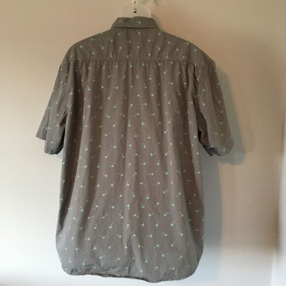 Paper Denim & Cloth Men’s Gray W/Teal Palms Short Seeve Button Down Shirt 2XL - Picture 4 of 5